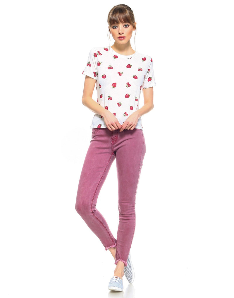 Slim Womens Cropped Skinny Fit - Candy Red