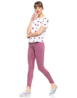 Slim Womens Cropped Skinny Fit - Candy Red